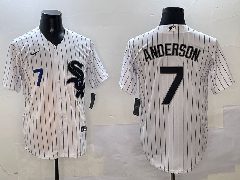 Men Chicago White Sox #7 Anderson White Stripe Game 2025 Nike MLB Jersey style 2->chicago white sox->MLB Jersey